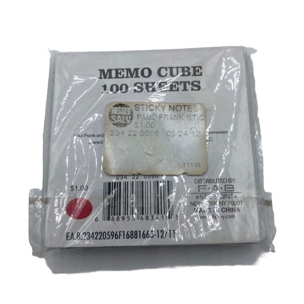 Paul Frank Sticky Notes 3 Inch 100 Sheets Memo Cube Julius The Monkey 90s Y2K - Picture 2 of 9